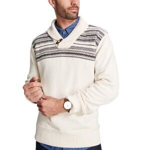 Weatherproof Vintage Men's Size L Ivory Long Sleeve Toggle Pullover Knit Sweater